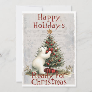 Cartes Pour Fêtes Annuelles Adorable Ours de Noël Prêt pour Noël