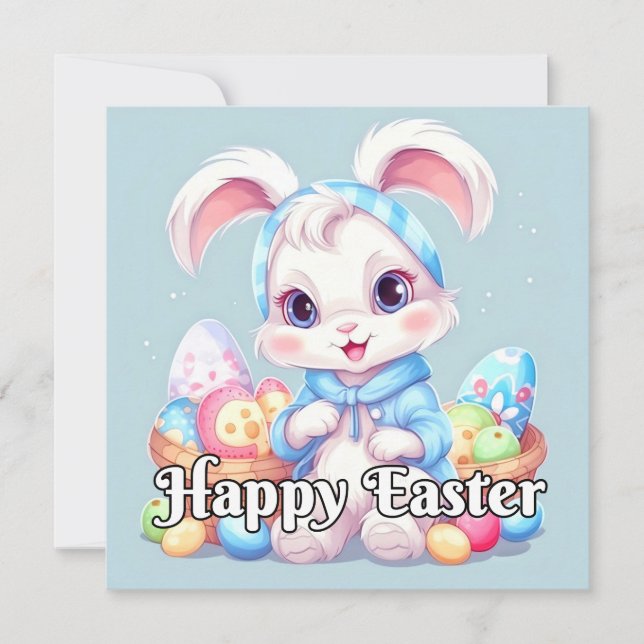 Cartes Pour Fêtes Annuelles Adorable Petit Lapin De Pâques Lapin Lapin (Devant)