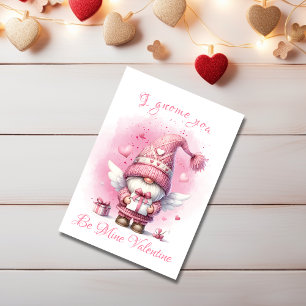 Cartes Pour Fêtes Annuelles Adorable rose Gnome Avec Cadeau Aquarelle Valentin