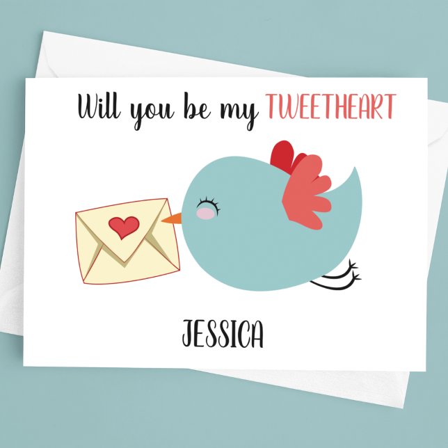 Cartes Pour Fêtes Annuelles Adorable | Serez-Vous Mes Valentines Tweetheart (Créateur téléchargé)