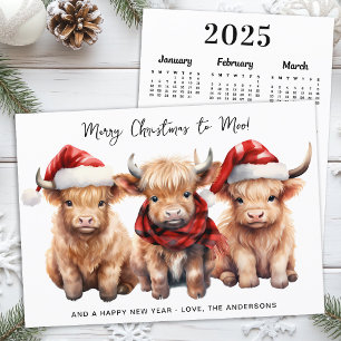 Cartes Pour Fêtes Annuelles Adorable vache Highland 2025 Calendrier Noël