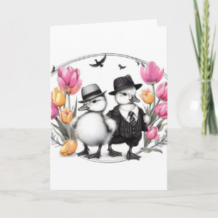 Cartes Pour Fêtes Annuelles Adorable Vintage Gangster Ducklings