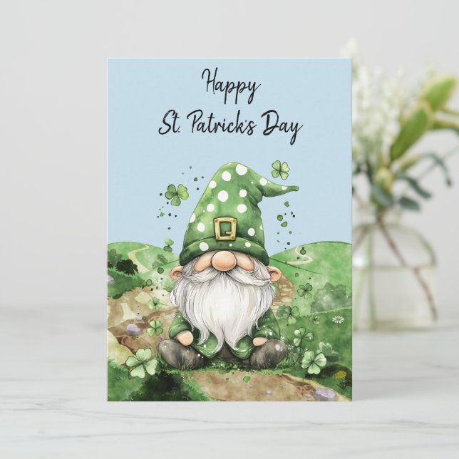 Cartes Pour Fêtes Annuelles Adorables gnomes verts de la Saint-Patrick (Debout devant)