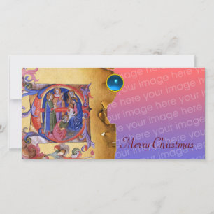 Cartes Pour Fêtes Annuelles ADORATION DE MAGI CHRISTMAS PARCHMENT Blue Gem