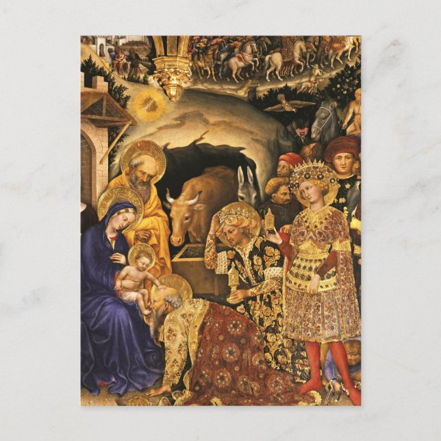 Cartes Pour Fêtes Annuelles ADORATION DE MAGI Gentile Da Fabriano, Noël (Devant)