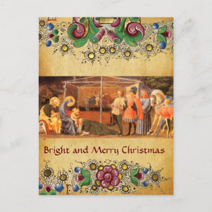 CARTES POUR FÊTES ANNUELLES ADORATION DE MAGI, PARCHEMENT FLORAL DE NOËL