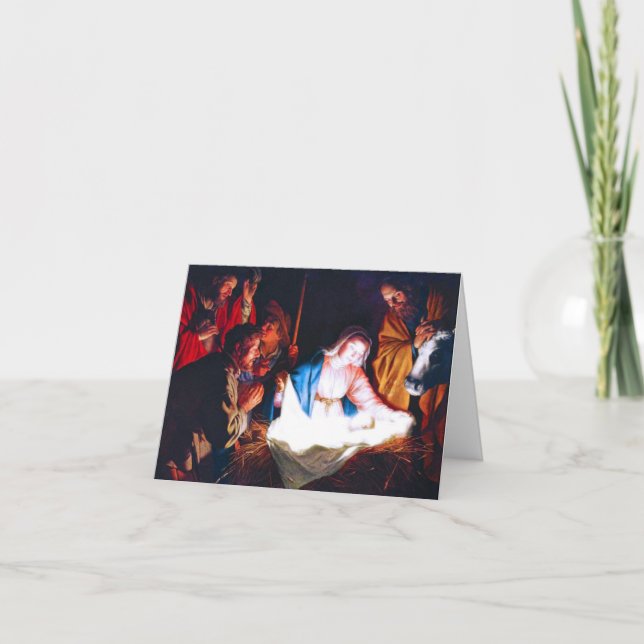 Cartes Pour Fêtes Annuelles Adoration des bergers (Devant)