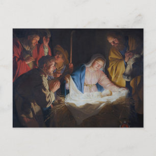 Cartes Pour Fêtes Annuelles Adoration des bergers - Honthorst - Noël
