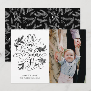 Cartes Pour Fêtes Annuelles Adore-Le Photo Christmas Flat Card Black