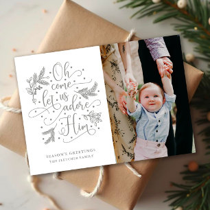 Cartes Pour Fêtes Annuelles Adore-Le Photo Christmas Flat Card Gray