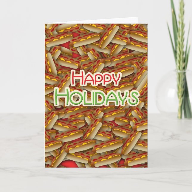 Cartes Pour Fêtes Annuelles Affaires de viande de Noël de hot-dog bonnes fêtes (Devant)