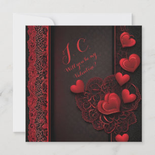 Cartes Pour Fêtes Annuelles Affection tendance Coeurs rouges & dentelle