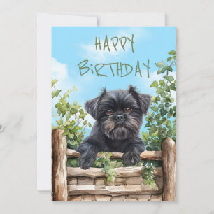 Cartes Pour Fêtes Annuelles Affenpinscher Aquarelle Chien Peeking Sur La clôtu