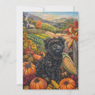 Cartes Pour Fêtes Annuelles Affenpinscher Automne Harvest Thanksgiving Chien
