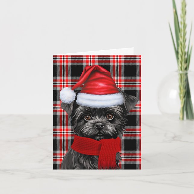 Cartes Pour Fêtes Annuelles Affenpinscher Chien de Noël Chien Rouge Paid Noël (Devant)