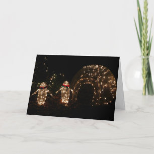 Cartes Pour Fêtes Annuelles Affichage de lumières de vacances des manchots