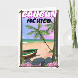 Cartes Pour Fêtes Annuelles Affiche de la plage de Cancun au Mexique.