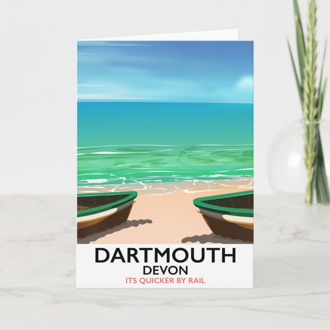 Cartes Pour Fêtes Annuelles Affiche de la plage de Dartmouth Devon (Devant)