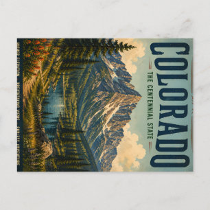 Cartes Pour Fêtes Annuelles Affiche de paysage vintage du Colorado avec majest