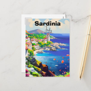 Cartes Pour Fêtes Annuelles Affiche de Sardaigne Italie Souvenir Mer Décoratio