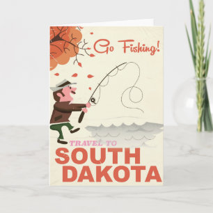 Cartes Pour Fêtes Annuelles Affiche de vacances de pêche vintage du Dakota du