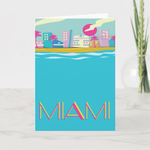 Cartes Pour Fêtes Annuelles Affiche de voyage à Miami des années 80 vintage