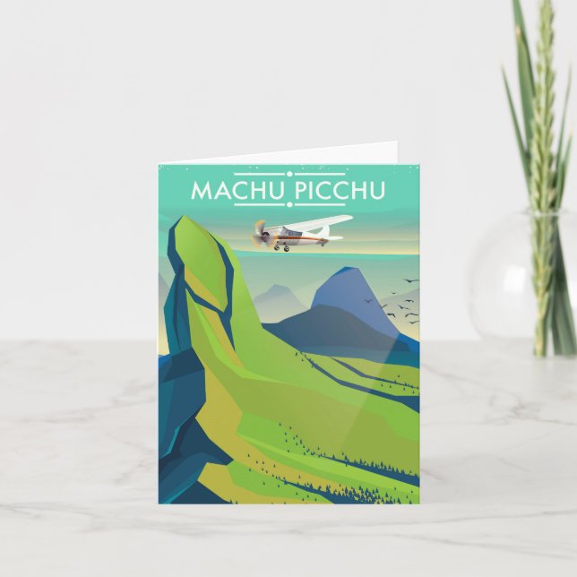 Cartes Pour Fêtes Annuelles affiche de voyage de vol de picchu de machu (Devant)