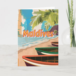 Cartes Pour Fêtes Annuelles Affiche de voyage Maldives Vintage