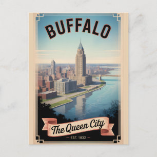Cartes Pour Fêtes Annuelles Affiche de voyage rétro de Buffalo, État de New Yo
