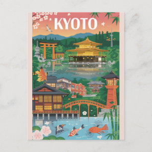 Cartes Pour Fêtes Annuelles Affiche de voyage rétro sur Kyoto Japon Art vintag