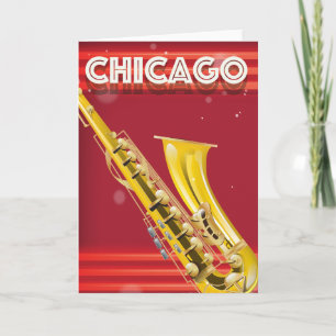 Cartes Pour Fêtes Annuelles Affiche de voyage Saxophone de Chicago