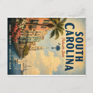 Cartes Pour Fêtes Annuelles Affiche de voyage vintage de Caroline du Sud avec 