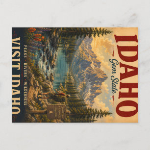 Cartes Pour Fêtes Annuelles Affiche de voyage vintage de l'Idaho avec une natu