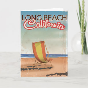 Cartes Pour Fêtes Annuelles Affiche de voyage vintage de Long Beach Californie