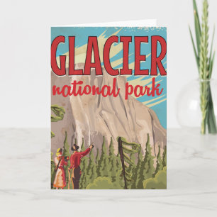 Cartes Pour Fêtes Annuelles Affiche de voyage vintage du parc national des Gla