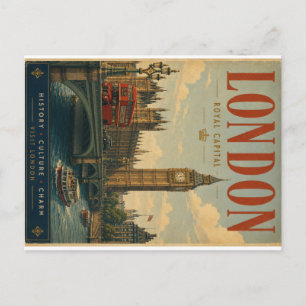 Cartes Pour Fêtes Annuelles Affiche de voyage vintage Londres avec architectur