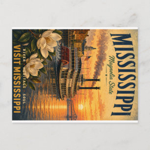 Cartes Pour Fêtes Annuelles Affiche de voyage vintage sur le fleuve Mississipp