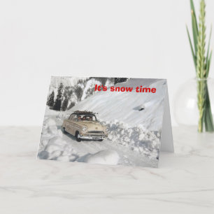 Cartes Pour Fêtes Annuelles Affiche vintage de ski, c'est snowtime !