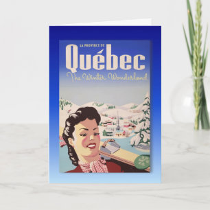 Cartes Pour Fêtes Annuelles Affiche vintage de ski, Québec, pays des