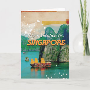 Cartes Pour Fêtes Annuelles Affiche vintage de vacances à Singapour.