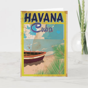 Cartes Pour Fêtes Annuelles Affiche vintage de vacances de La Havane, Cuba