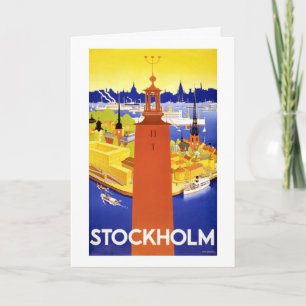 Cartes Pour Fêtes Annuelles Affiche Vintage voyage de Stockholm restaurée