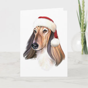Cartes Pour Fêtes Annuelles Afghan Hound Red Père Noël - Customisé