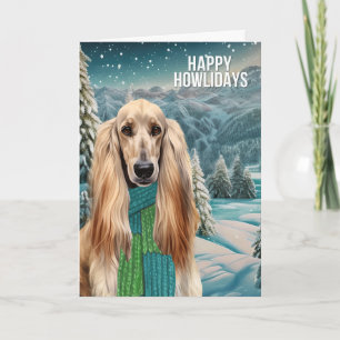 Cartes Pour Fêtes Annuelles Afghan Hound Yappy Howlidays Chien en écharpe d'hi