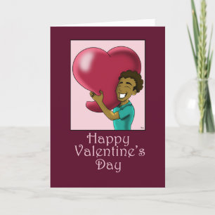 Cartes Pour Fêtes Annuelles African American Man and Heart Valentine's Day