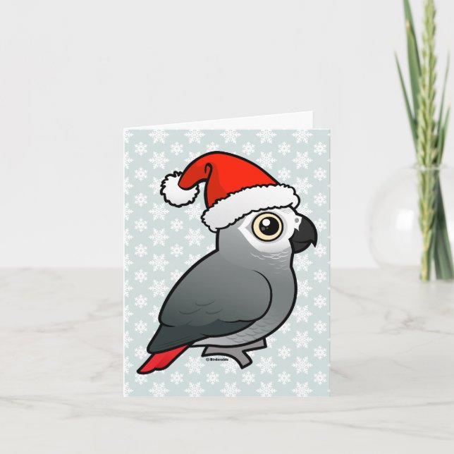 Cartes Pour Fêtes Annuelles African Grey Père Noël (Devant)