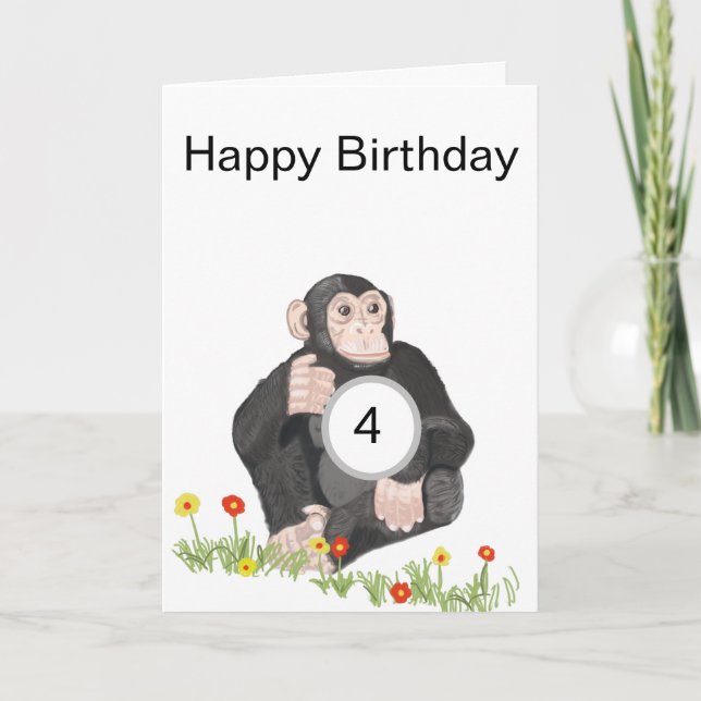 Cartes Pour Fêtes Annuelles Âge du chimpanzé Enfants Anniversaire (Devant)