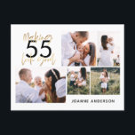 Cartes Pour Fêtes Annuelles âge modifiable chic anniversaire multi photo scrip<br><div class="desc">Cadeau d'anniversaire minime multi photo design d'anniversaire en toile d'art. modifier l'âge pour convenir à votre occasion,  Cadeau idéal disponible pour les mamans,  papas,  grand,  grand-père de n'importe quel membre de la famille. Texte élégant et étonnant. Design noir,  blanc et or</div>