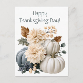 Cartes Pour Fêtes Annuelles Agencement d'automne avec citrouilles et fleurs 