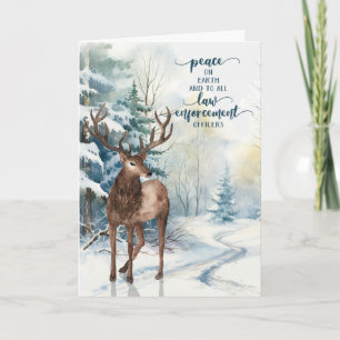 Cartes Pour Fêtes Annuelles Agent de police au renne de Noël Forêt d'hiver